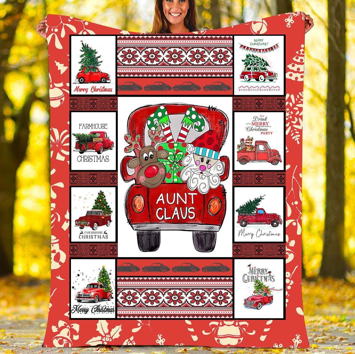 Aunt Claus Christmas Sherpa Fleece Blanket