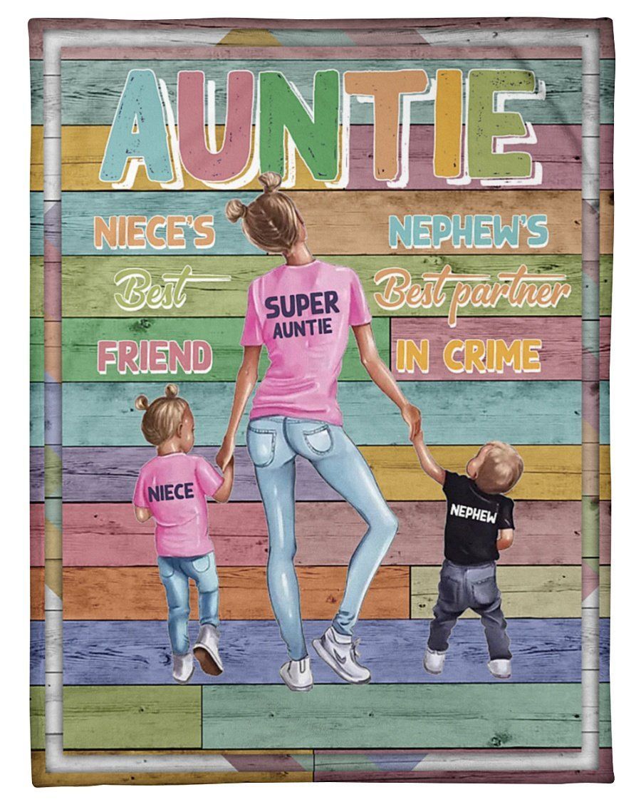 Auntie Best Friend Best Partner In Crime Fleece Blanket Fleece Blanket