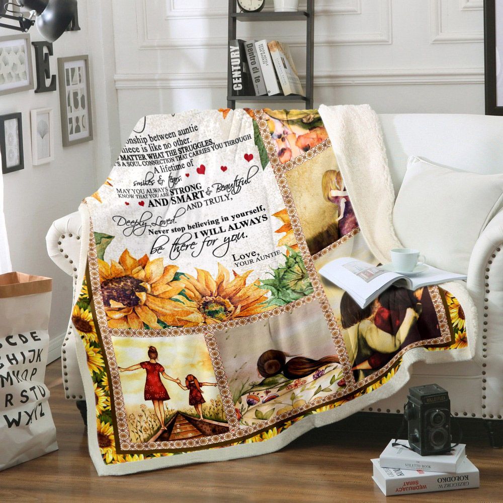 Auntie Dear My Niece Never Stop Believing In Yourself Sherpa Fleece Blanket