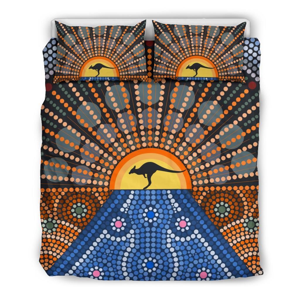 Australia Aboriginal Duvet Cover Set Australia Pattern Kangaroo In The Sun
