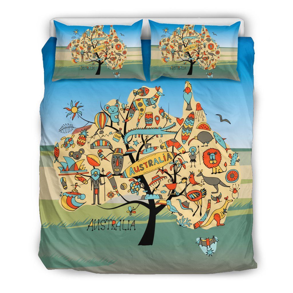 Australia Duvet Cover Set Australia Map Tree Duvet Cover