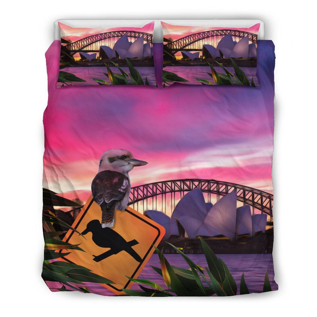 Australia Duvet Cover Set Australia Sydney And Kookaburra On Sign