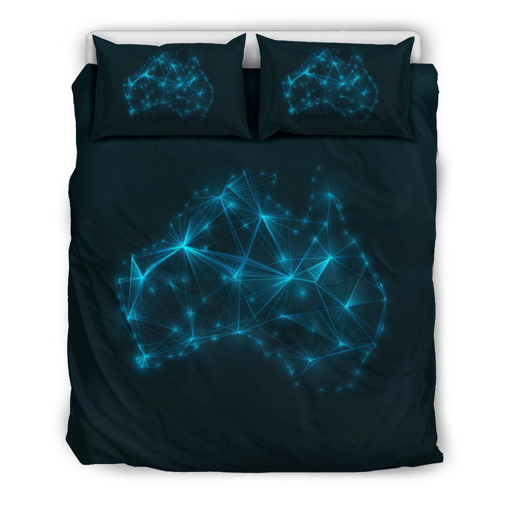 Australia Duvet Cover Set Glowing Map