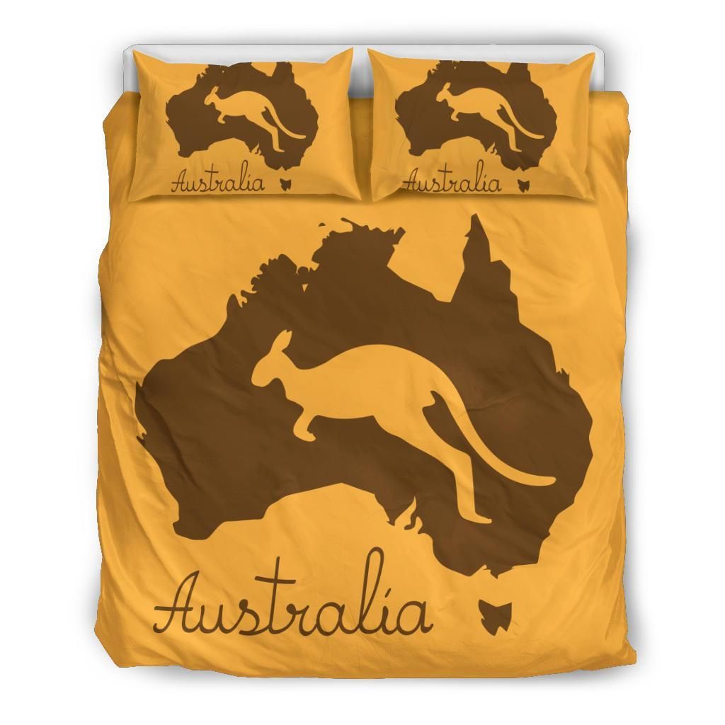 Australia Duvet Cover Set Kangaroo And Map