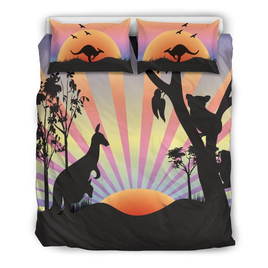 Australia Duvet Cover Set Kangaroo Koala Sunset