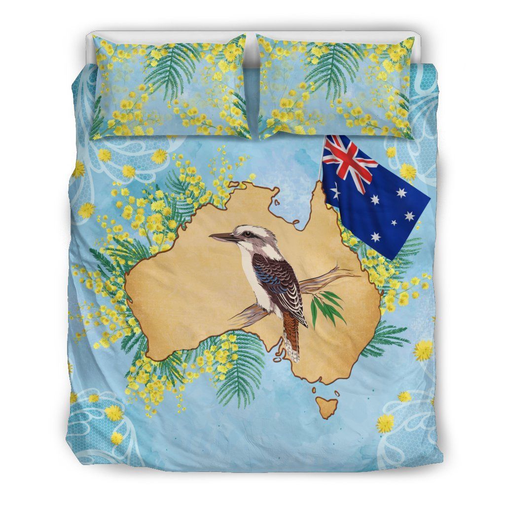 Australia Duvet Cover Set Kookaburra Map