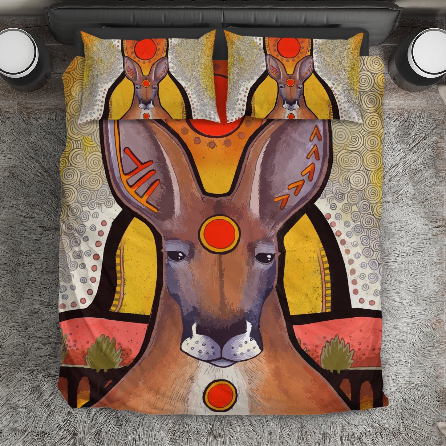 Australia Kanaroo Duvet Cover Set Red