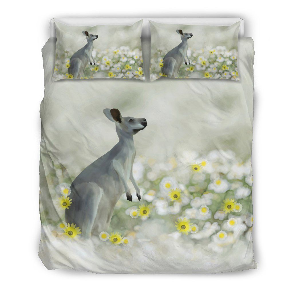 Australia Kangaroo Duvet Cover Set In The Field