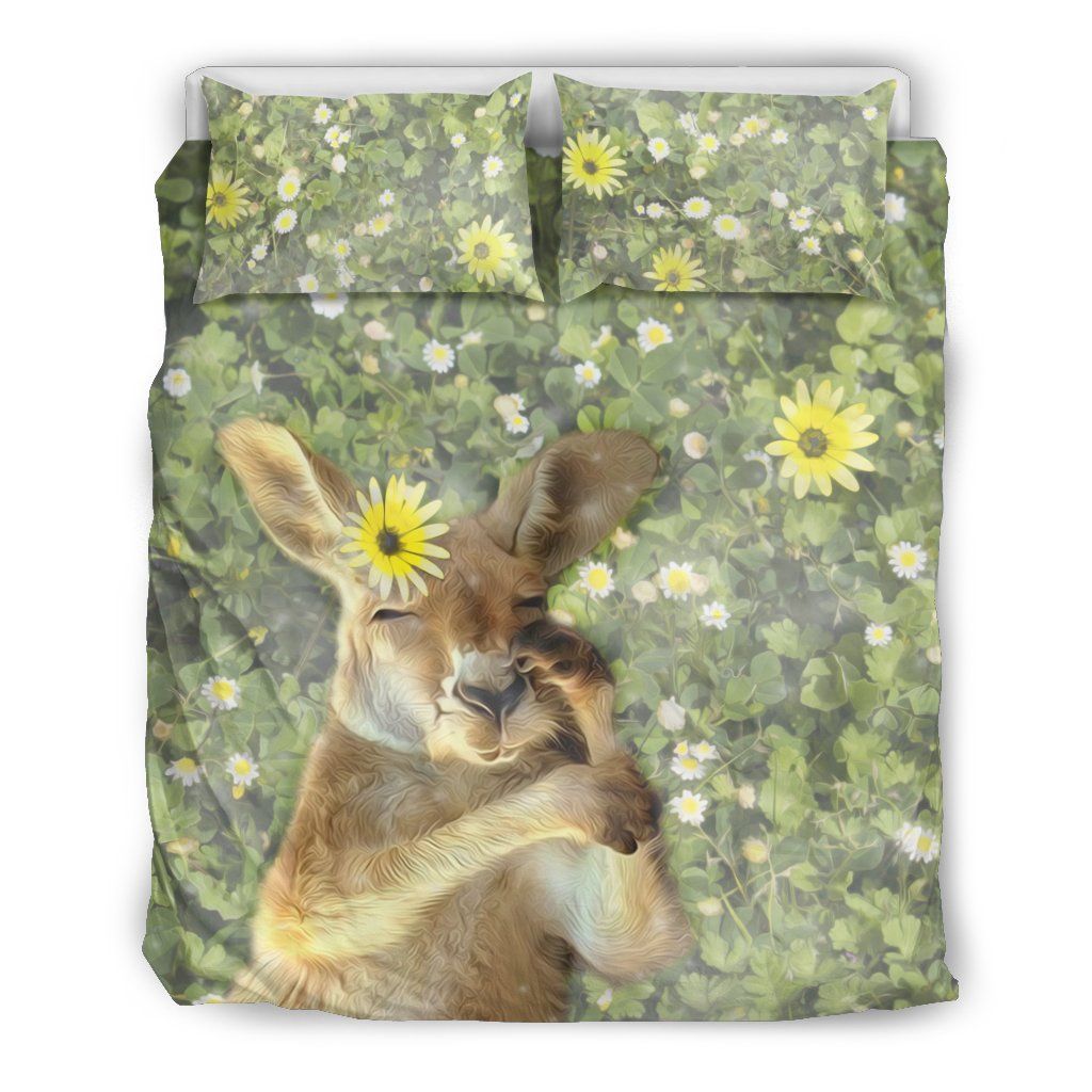 Australia Kangaroo Duvet Cover Set In The Field
