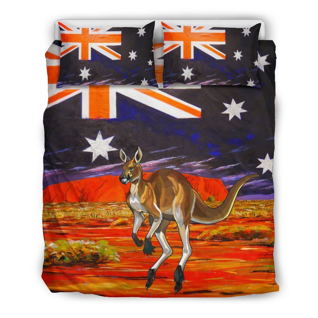 Australia Kangaroo Duvet Cover Set Kangaroo In The Land Of Australia Pattern Stone Under
