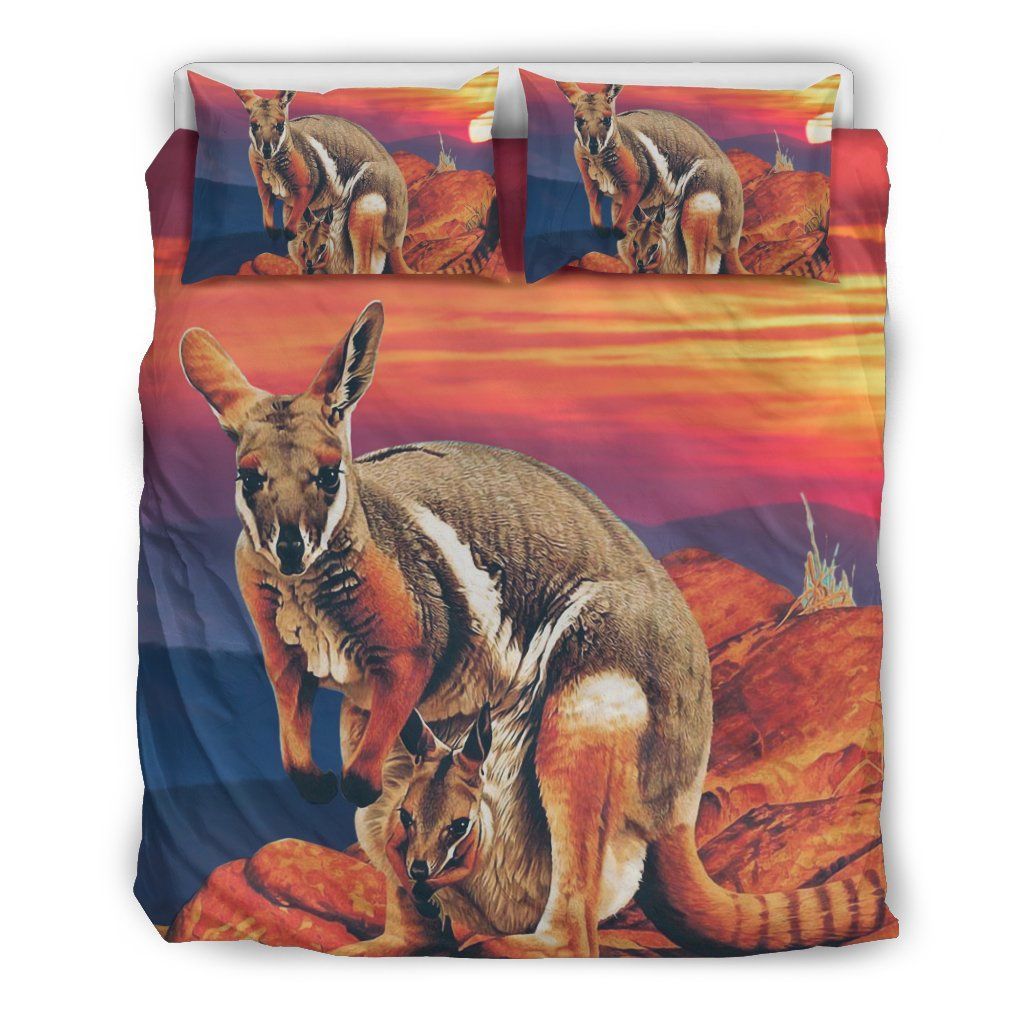 Australia Kangaroo Duvet Cover Set Mom And Baby At The Sunset