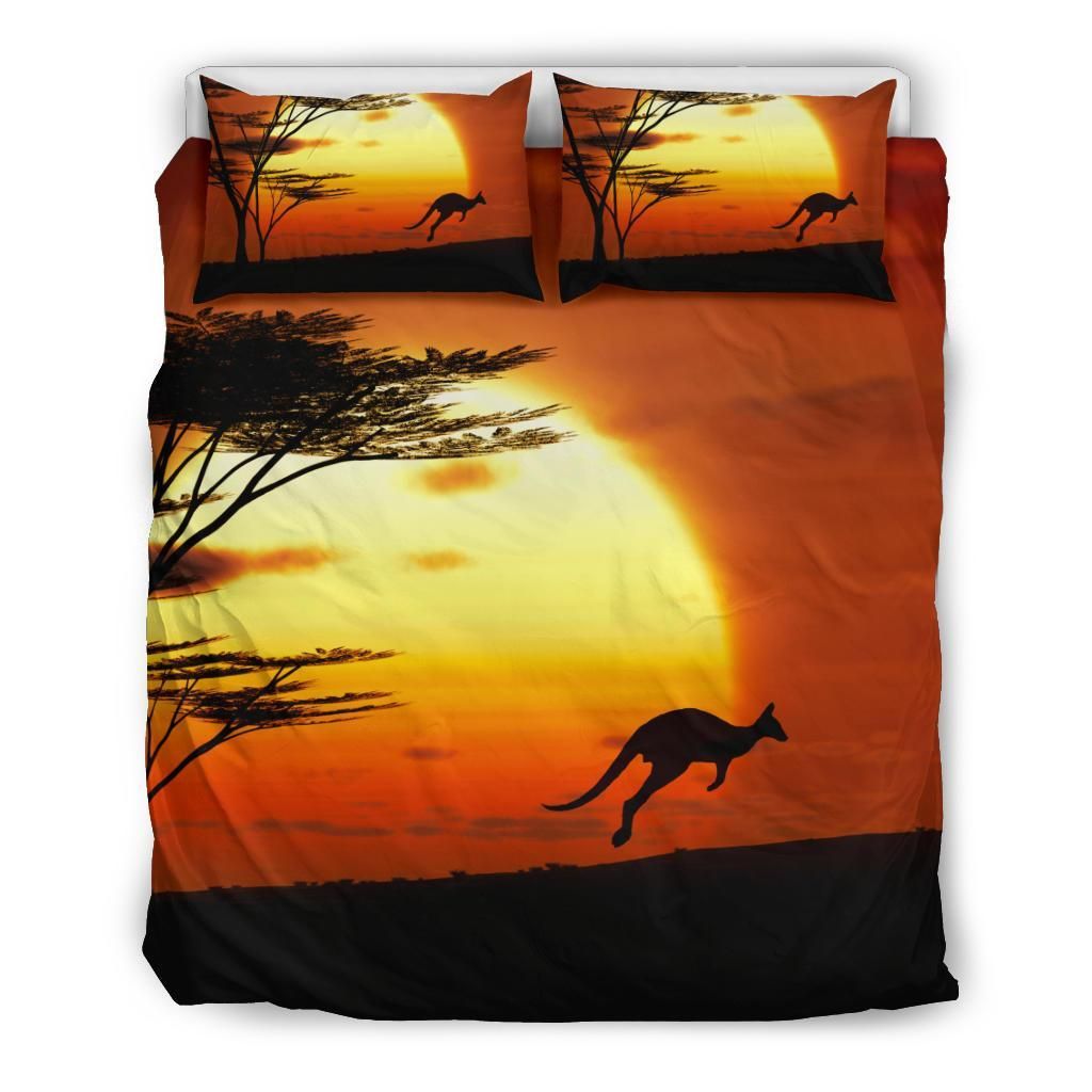 Australia Kangaroo Duvet Cover Set Sunset