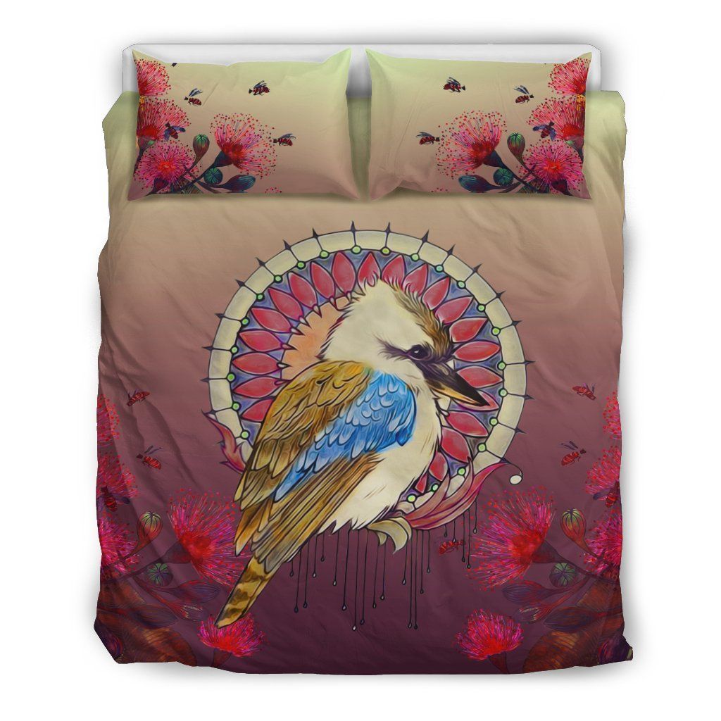 Australia Kookaburra Duvet Cover Set Waratah Flower