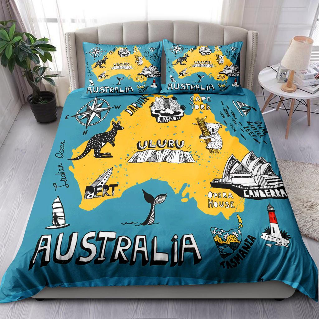 Australia Map Bedding Set