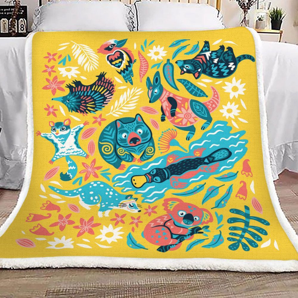 Australian Animals Sherpa Fleece Blanket