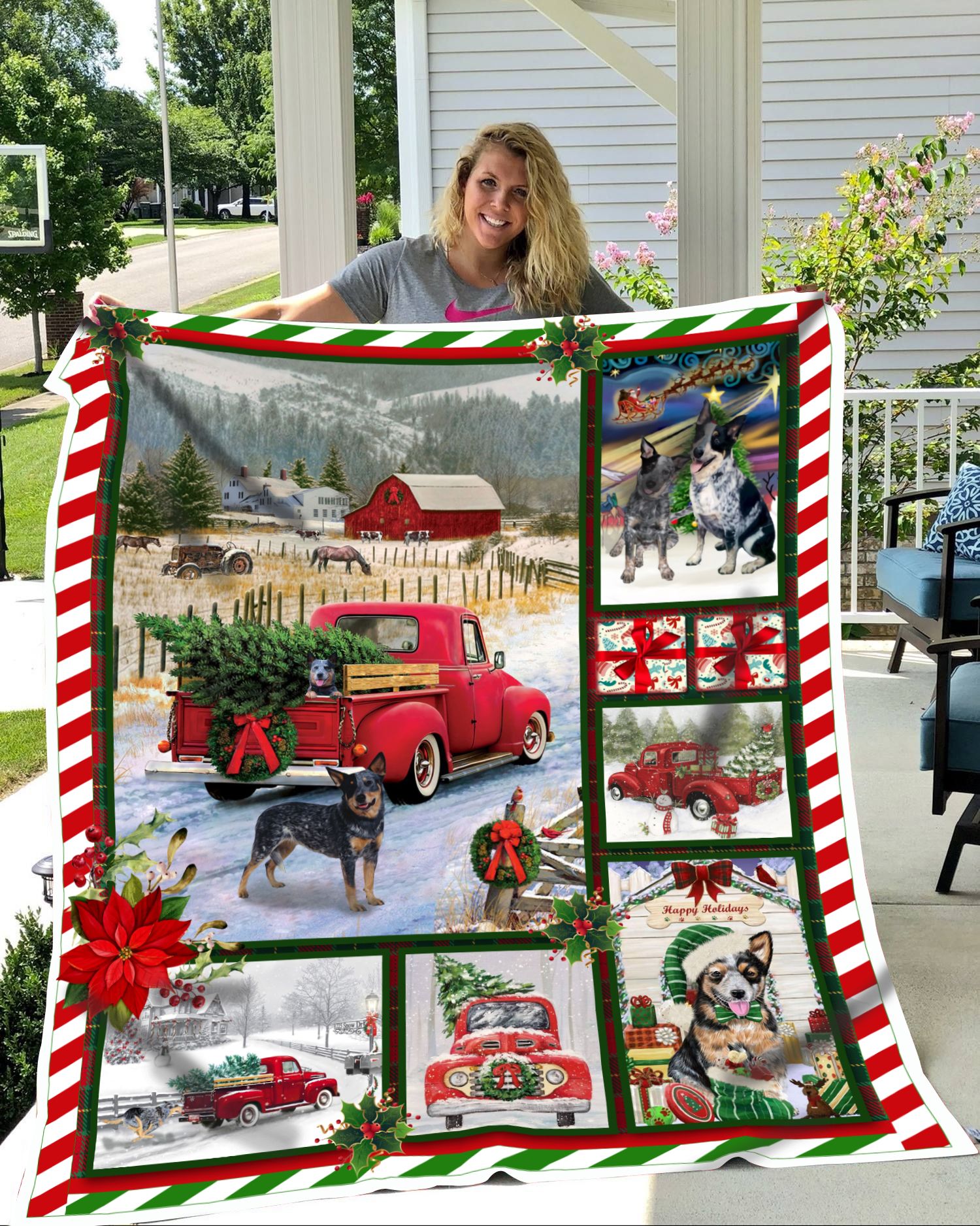Australian Cattle Christmas Fleece Blanket