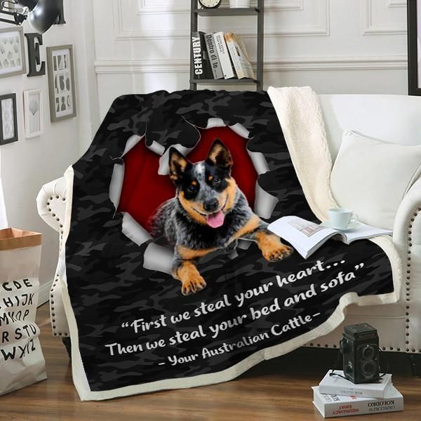 Australian Cattle Dog Sherpa Fleece Blanket