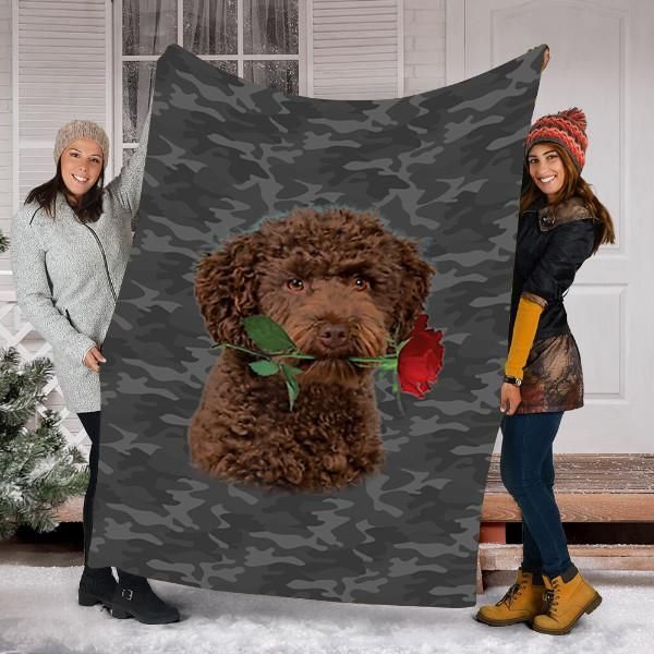 Australian Labradoodle Rose Zipper Dog Pocket Lover Sherpa Fleece Blanket