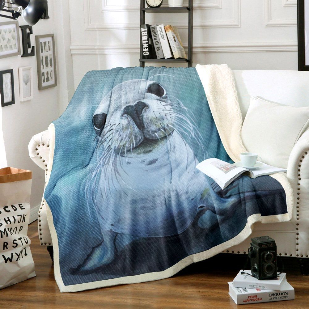Australian Sea Lion Sherpa Fleece Blanket
