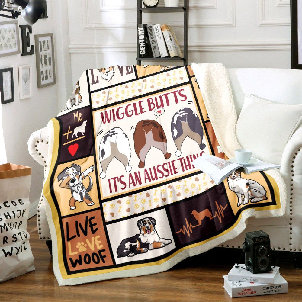 Australian Shepherd Dog Sherpa Fleece Blanket