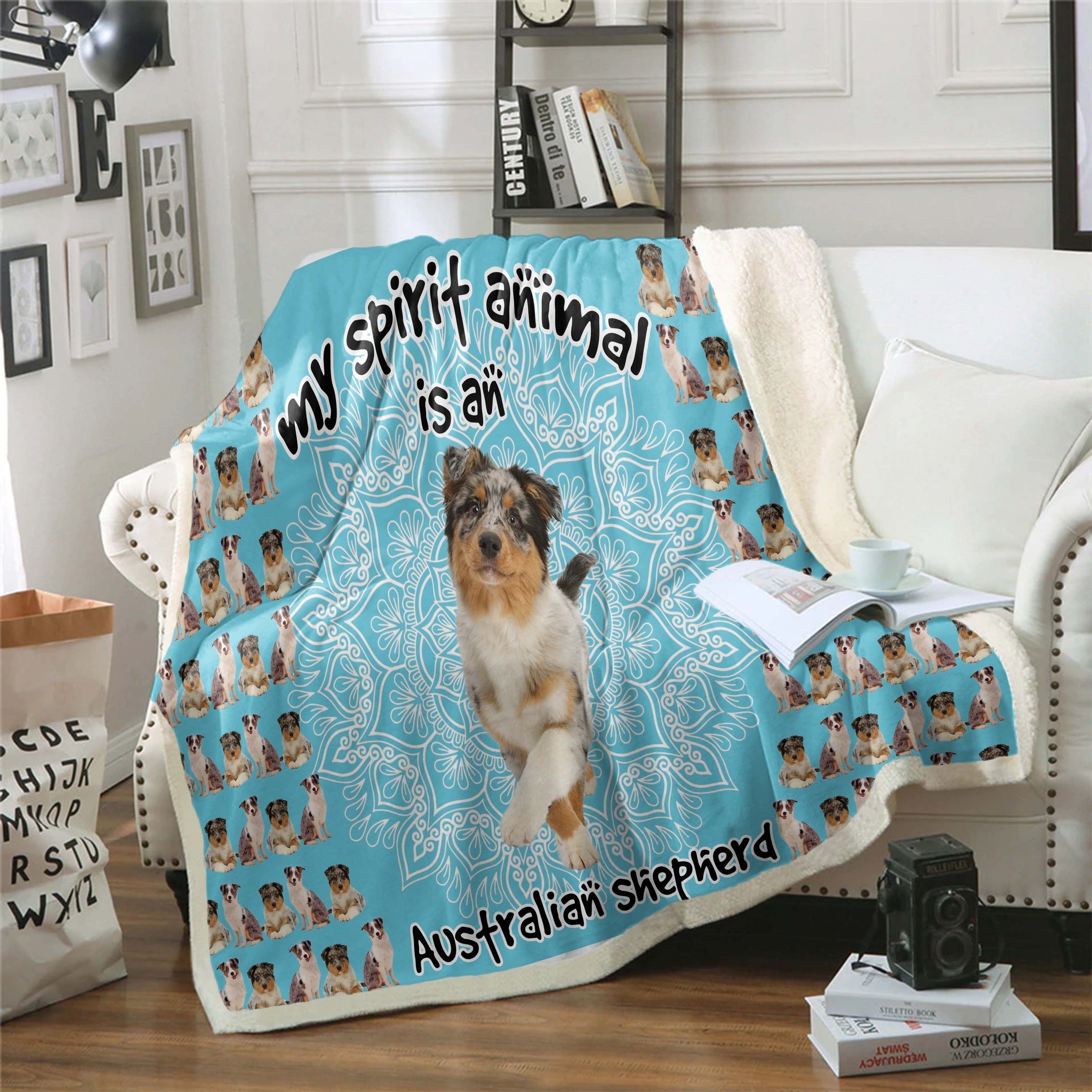 Australian Shepherd Is My Spirit Animal Sherpa Fleece Blanket