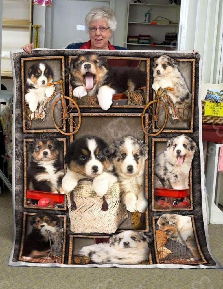 Australian Shepherd Puppy Sherpa Fleece Blanket