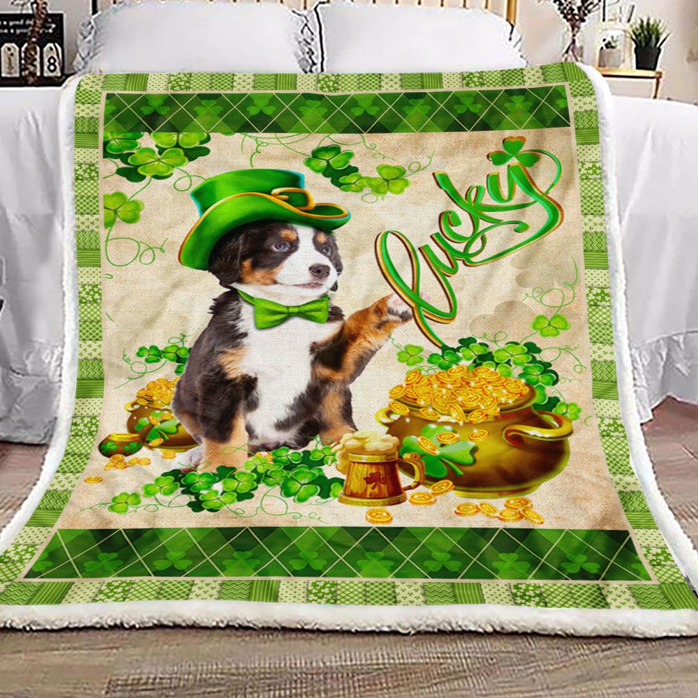 Australian Shepherd St Patricks Day Fleece Blanket