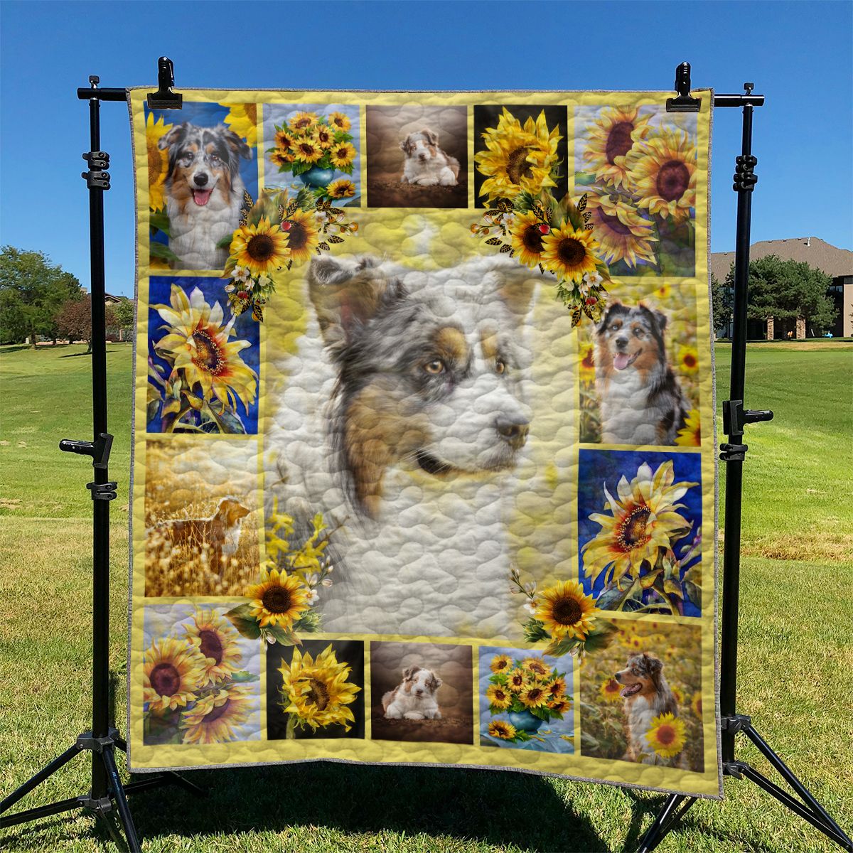 Australian Shepherd Sunflower NI1501001YA Quilt Blanket