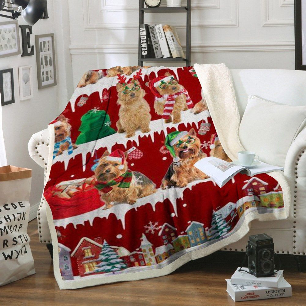 Australian Terrier Snow Christmas Sherpa Fleece Blanket