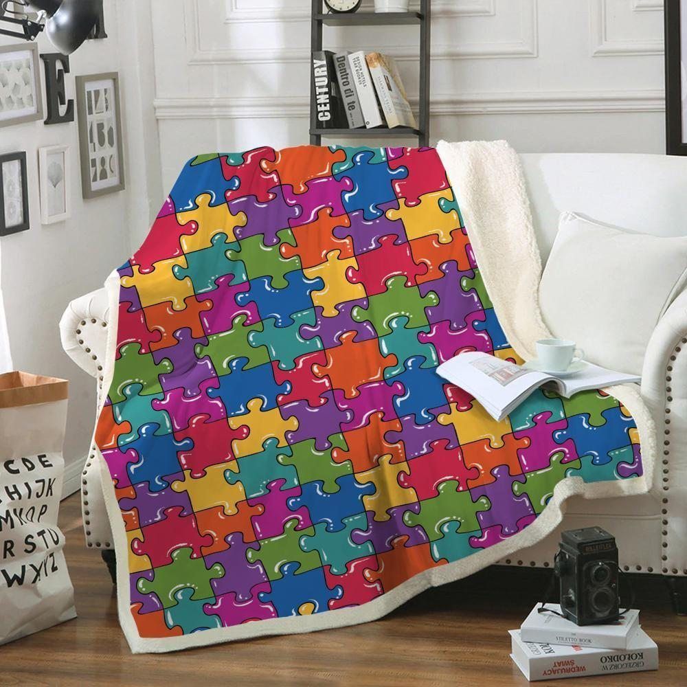 Autism Awareness Sherpa Fleece Blanket