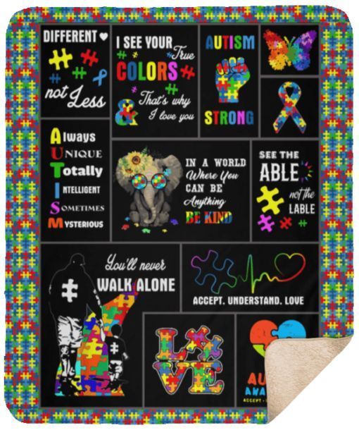 Autism Awareness Sherpa Fleece Blanket