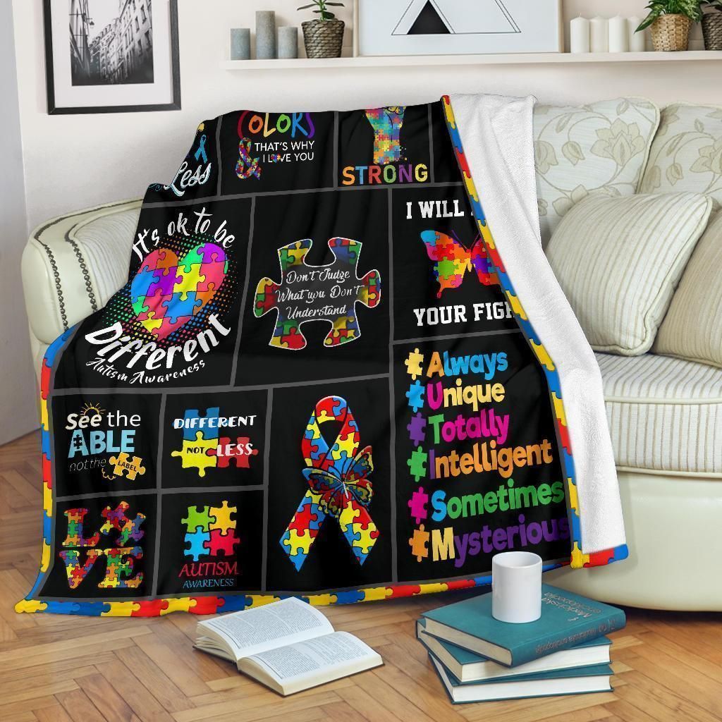 Autism Awareness It’s Ok To Be Different Printed Fleece Blanket