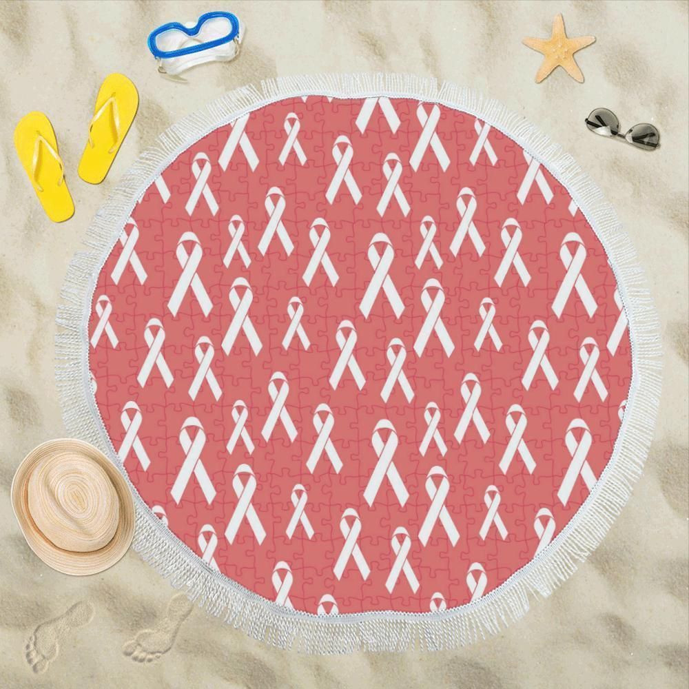 Autism Awareness Ribbon Design Print Round Beach Towel