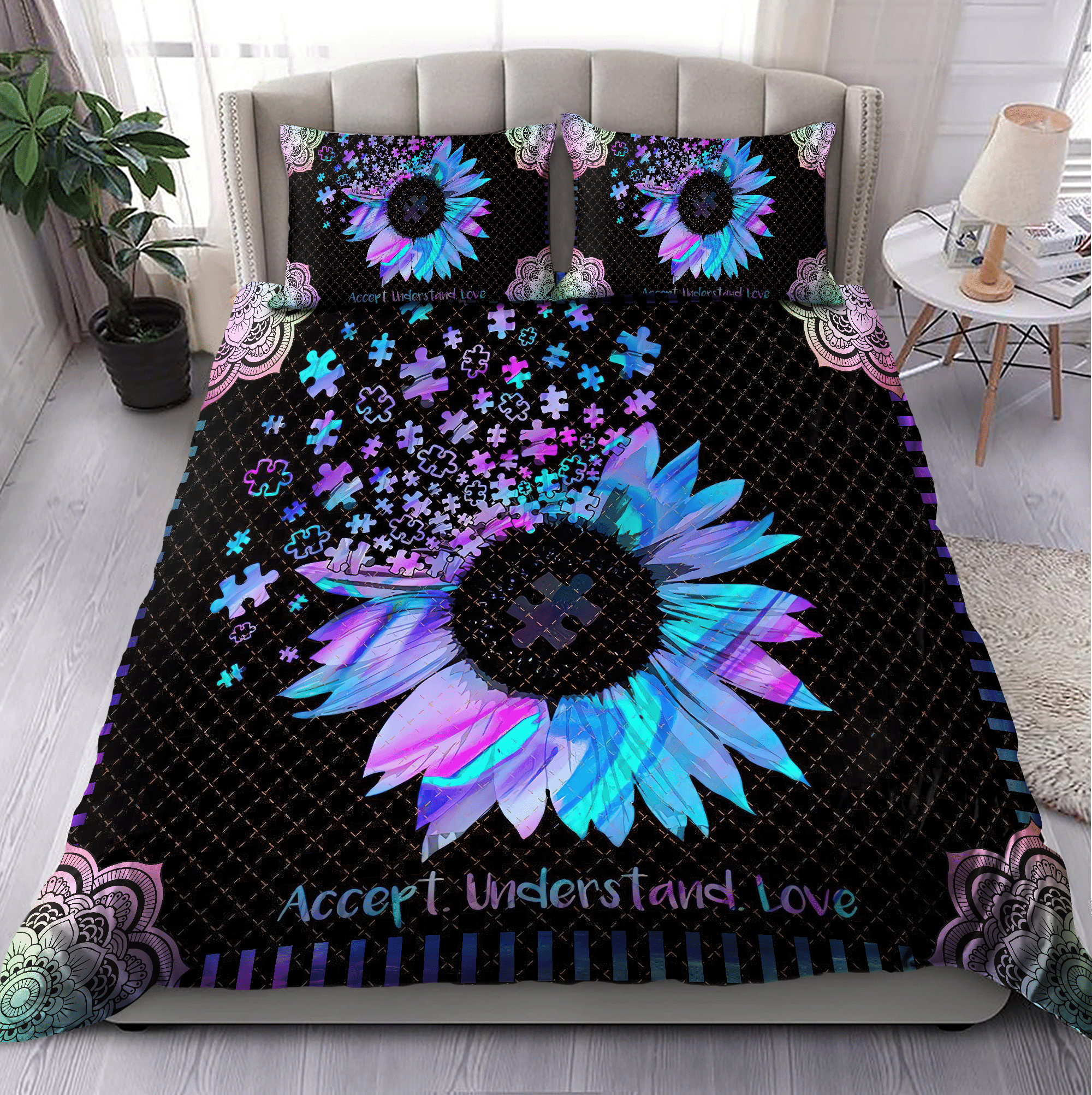 Autism Awareness With Sunflower Bedding Set