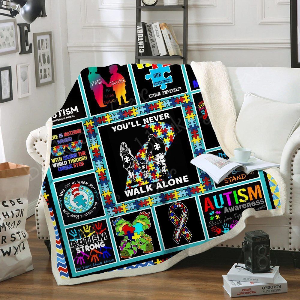 Autism Sherpa Fleece Blanket