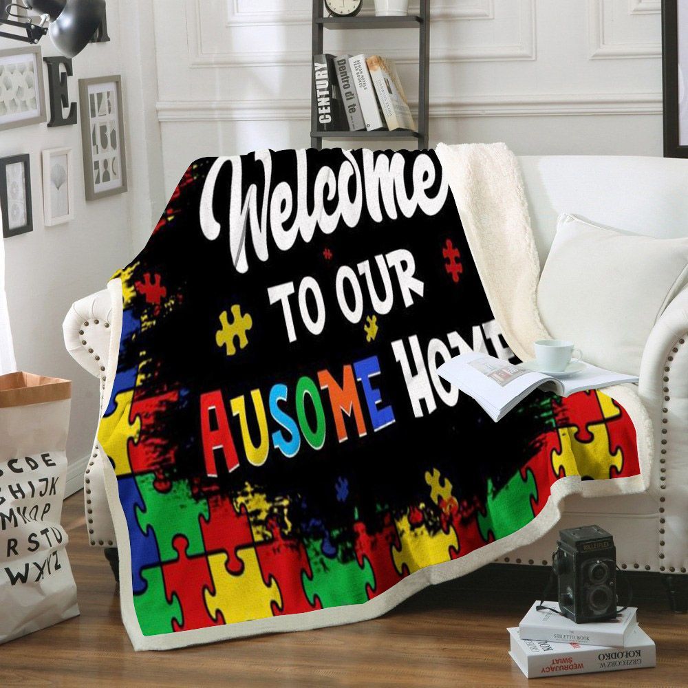 Autism Sherpa Fleece Blanket