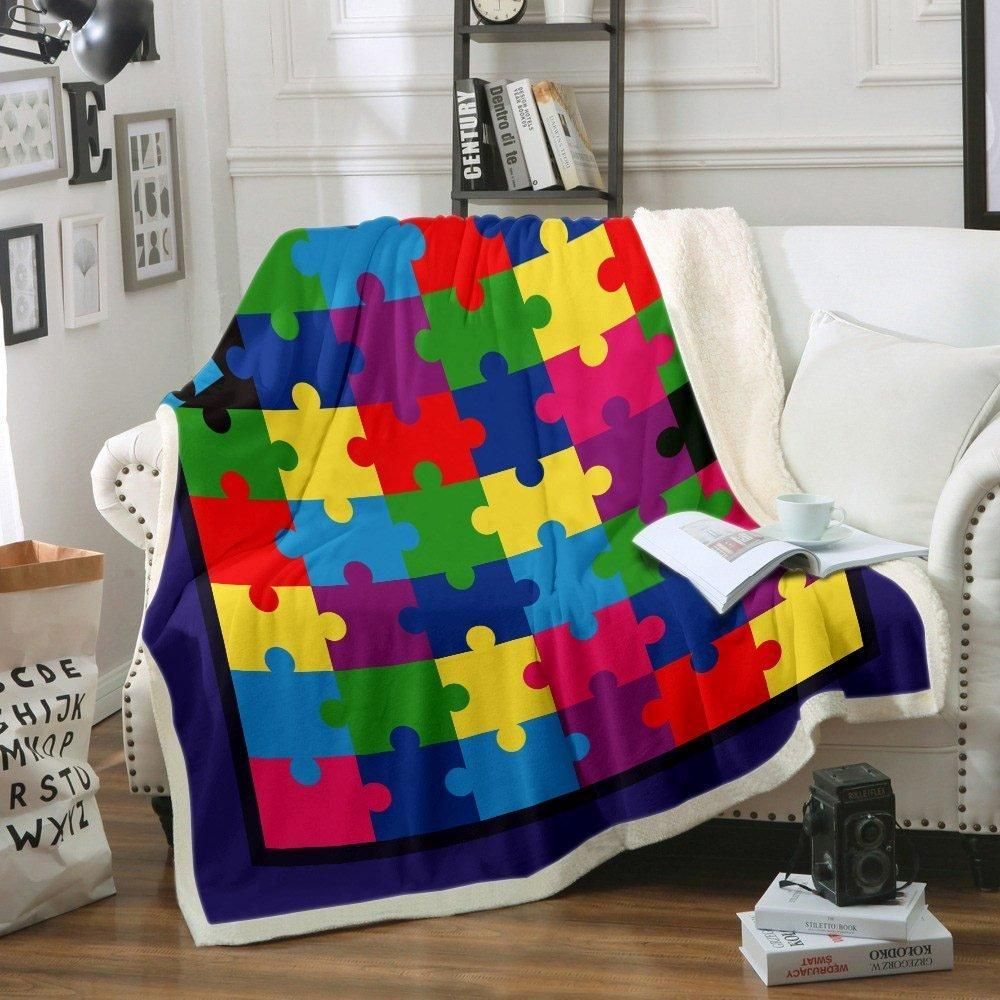 Autism Sherpa Fleece Blanket