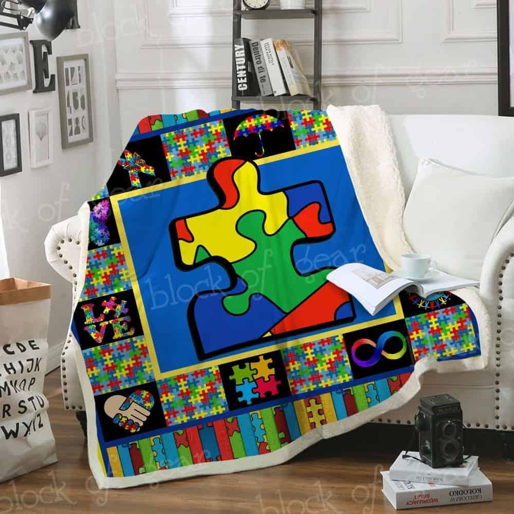 Autism Sherpa Fleece Blanket