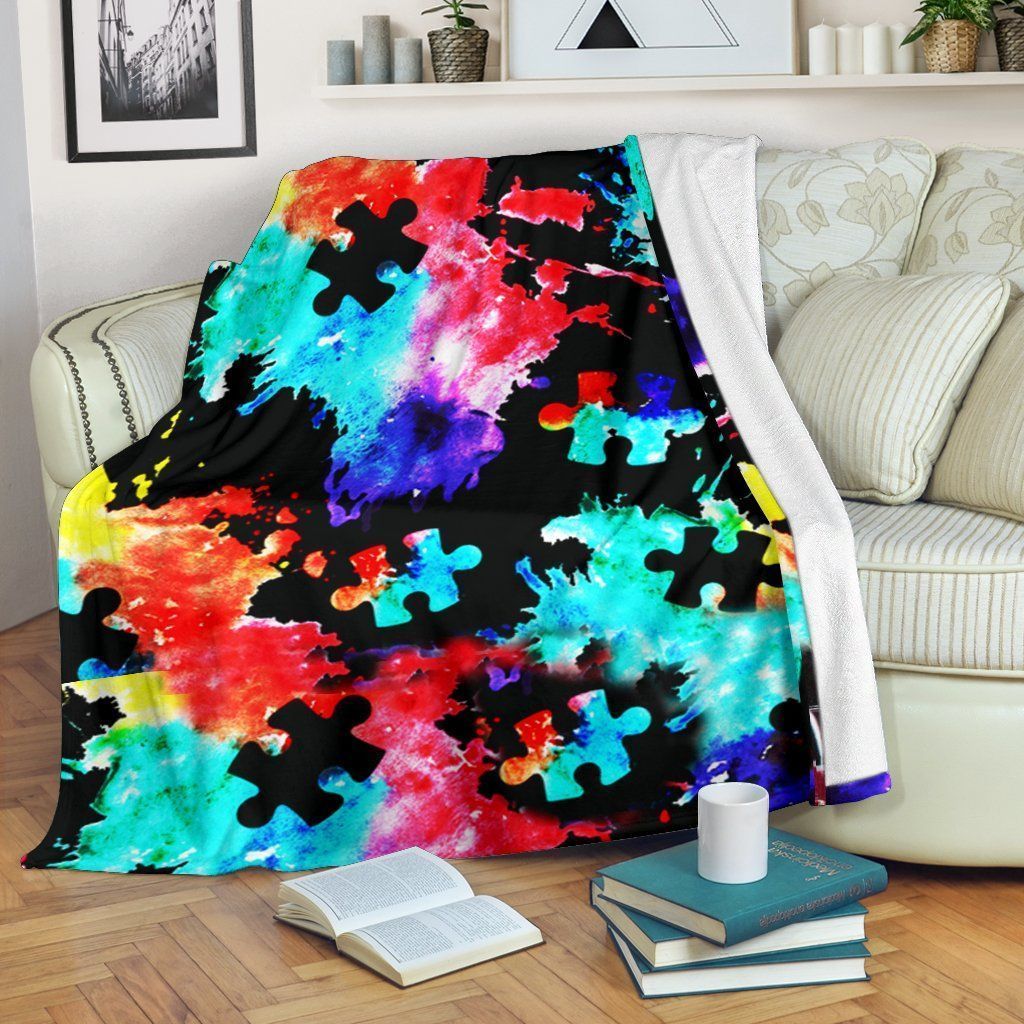 Autism Color Sherpa Fleece Blanket