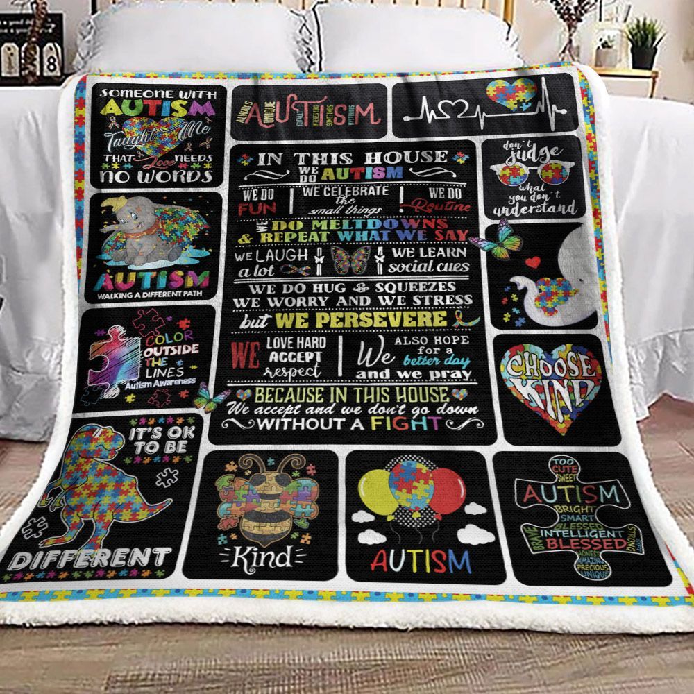 Autism Sherpa Fleece Blanket