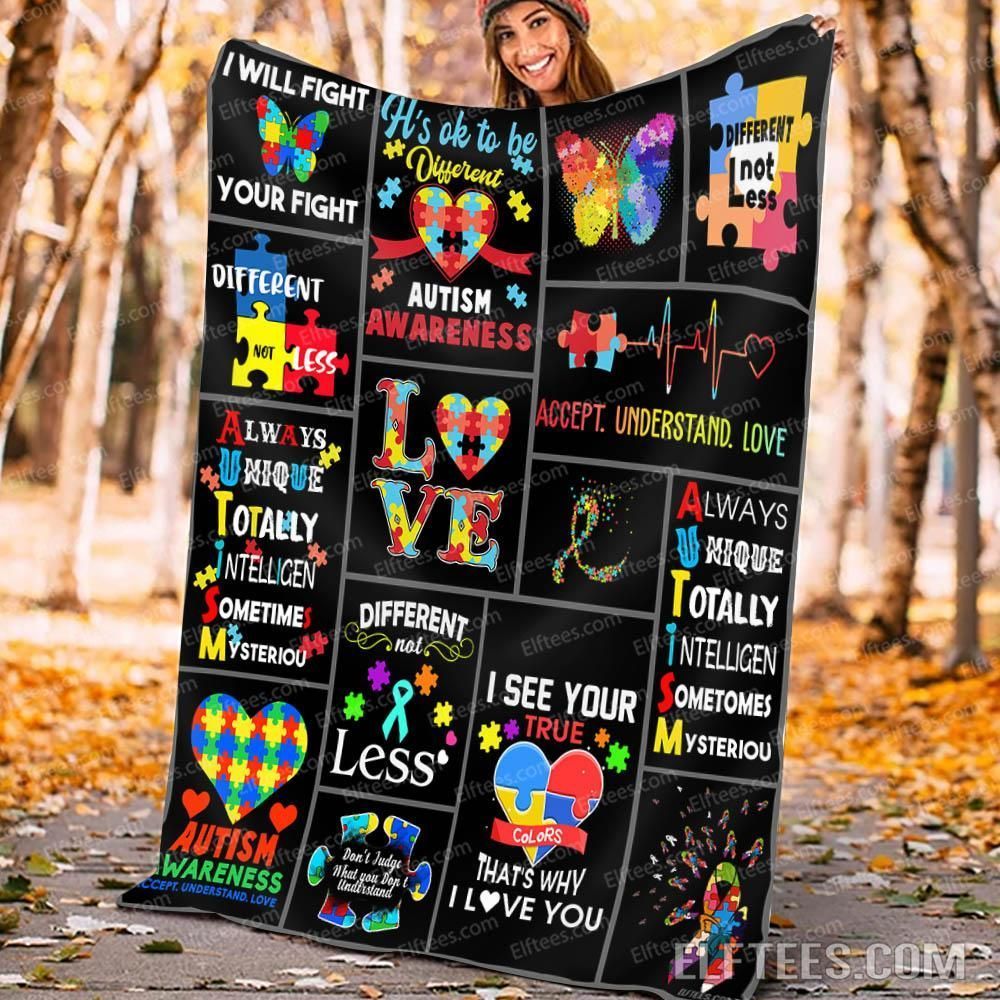 Autism Different Not Less Sherpa Fleece Blanket