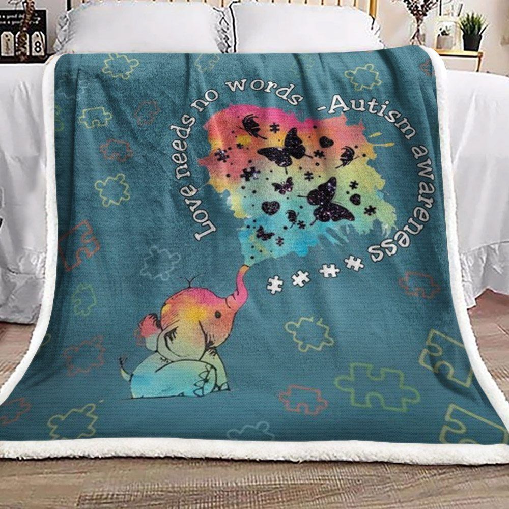 Autism Elephant Sherpa Fleece Blanket