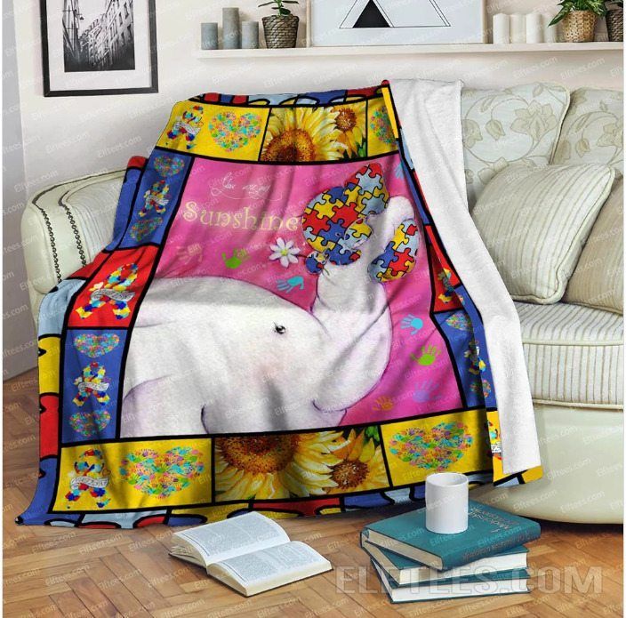 Autism Elephant Sherpa Fleece Blanket