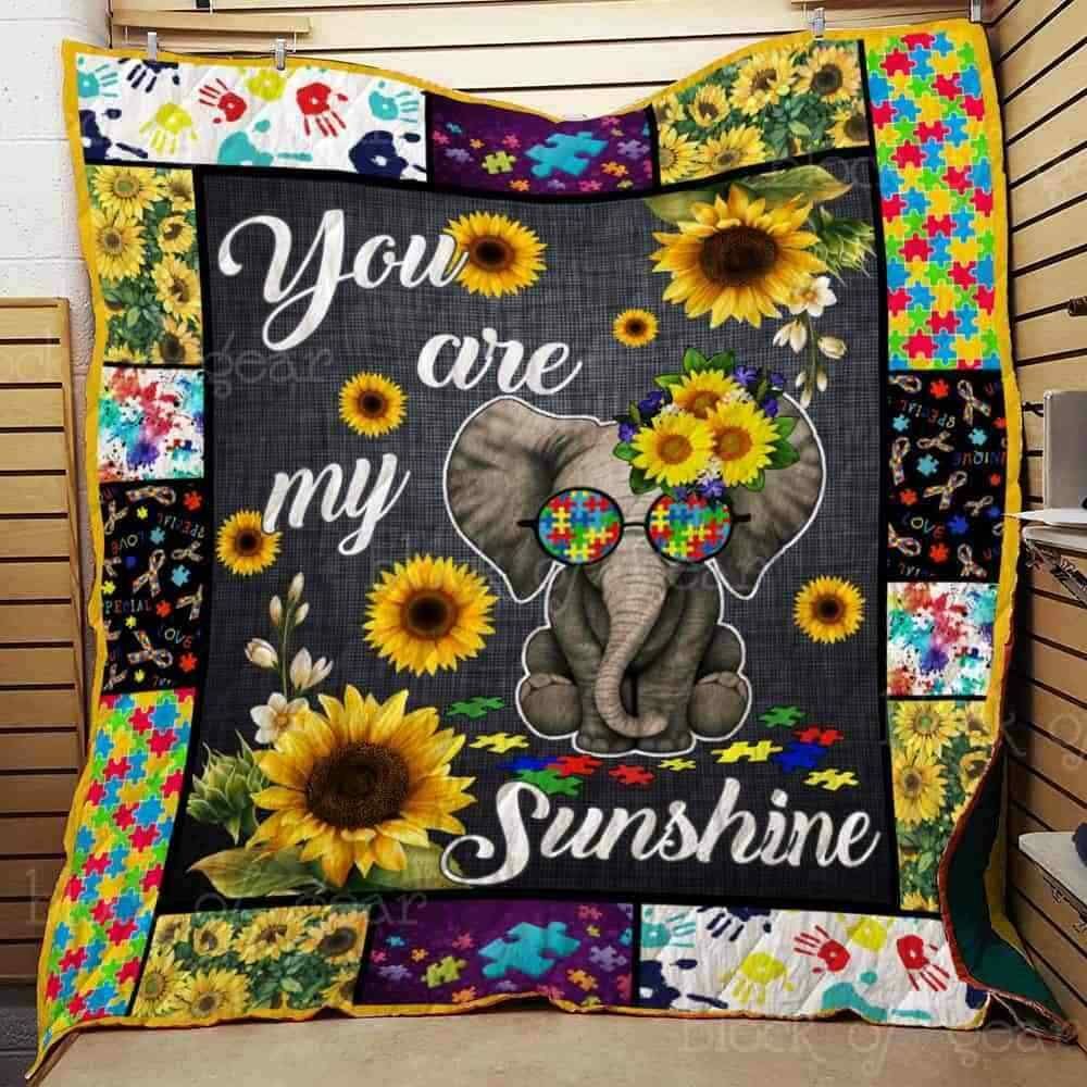 Autism Elephant You Are My Sunshine CLA0810015Q Quilt Blanket