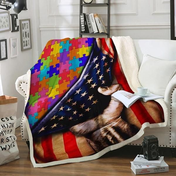 Autism Flag Sherpa Fleece Blanket