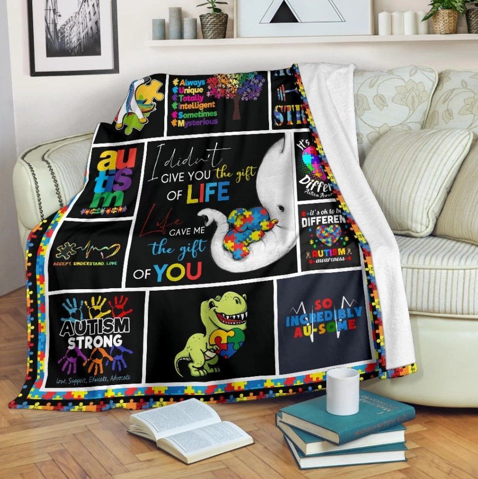 Autism Gave Me The Gift Of You Sherpa Fleece Blanket
