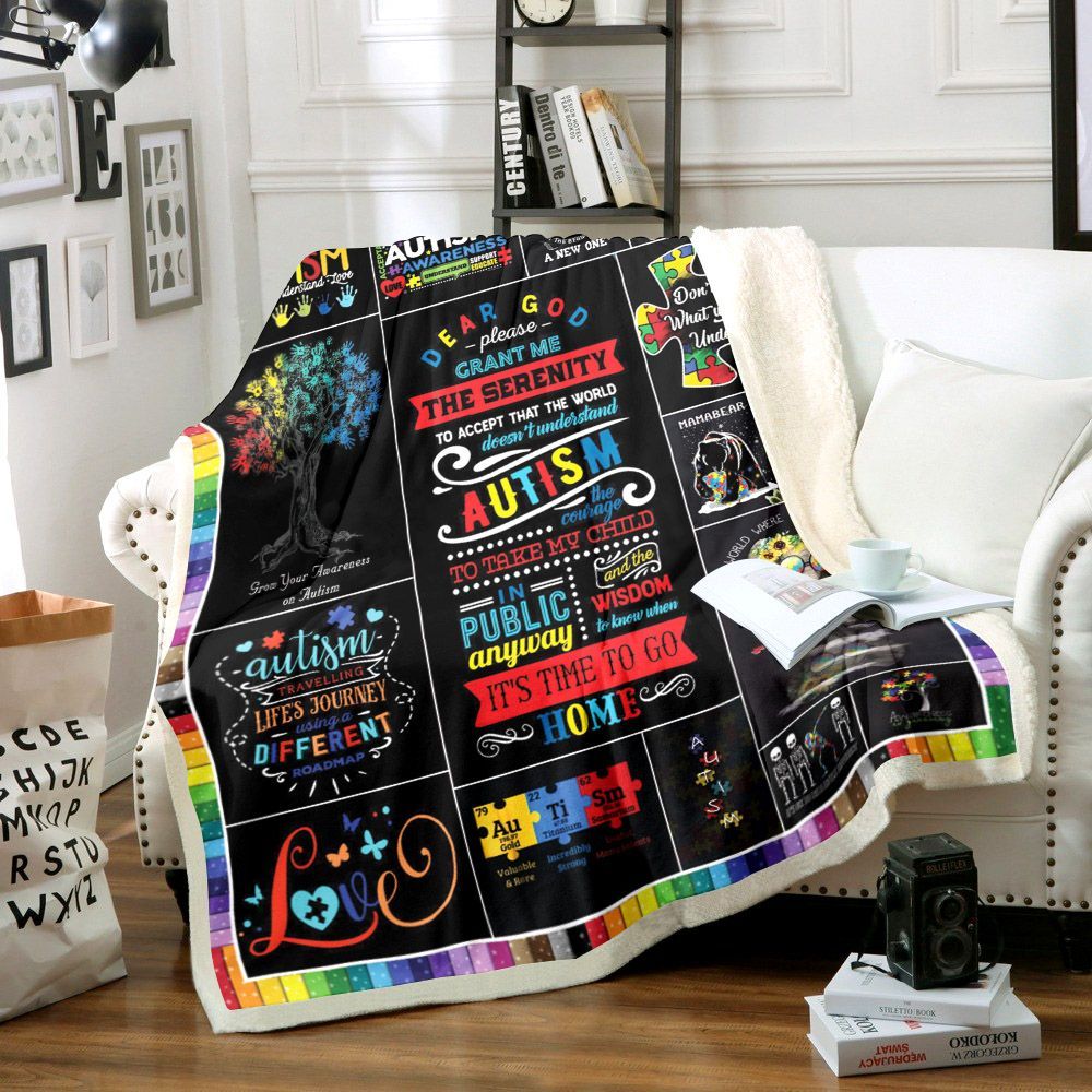 Autism Sherpa Fleece Blanket