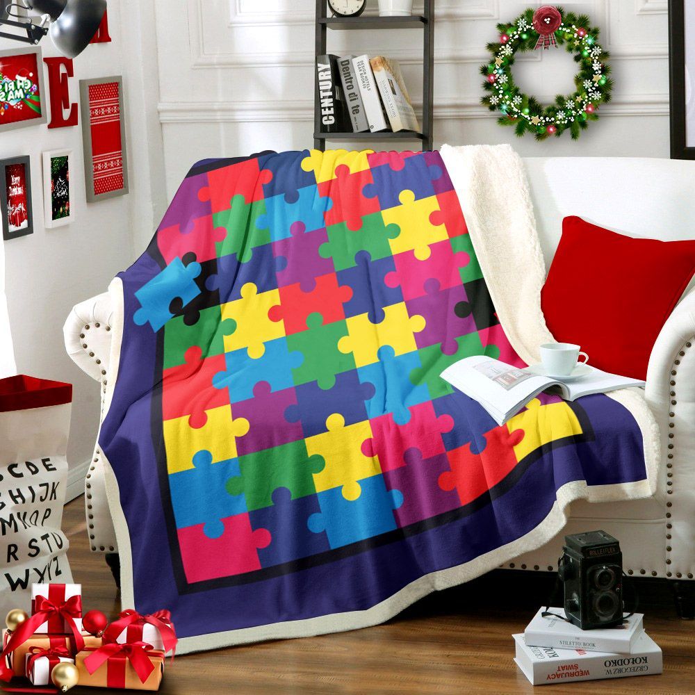 Autism Sherpa Fleece Blanket