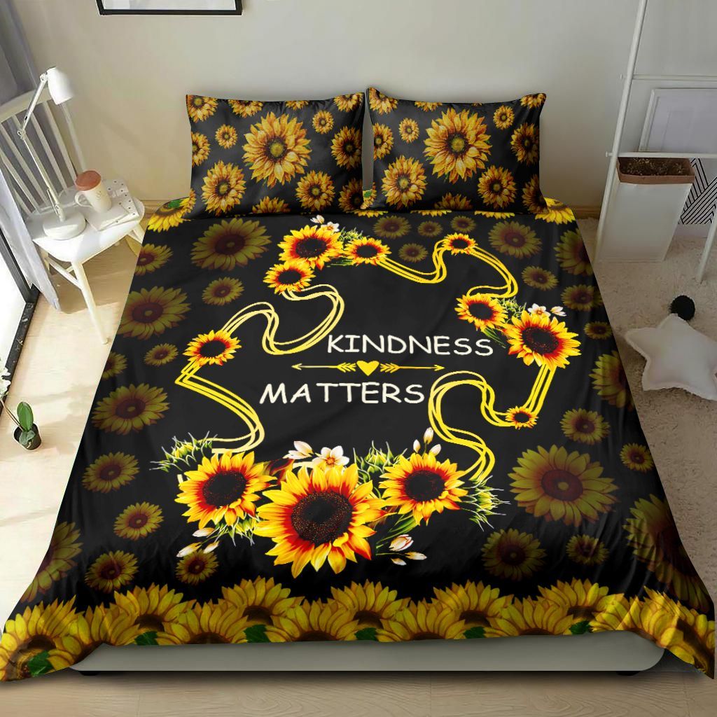 Autism Kindness Matters Sunflower Bedding Set