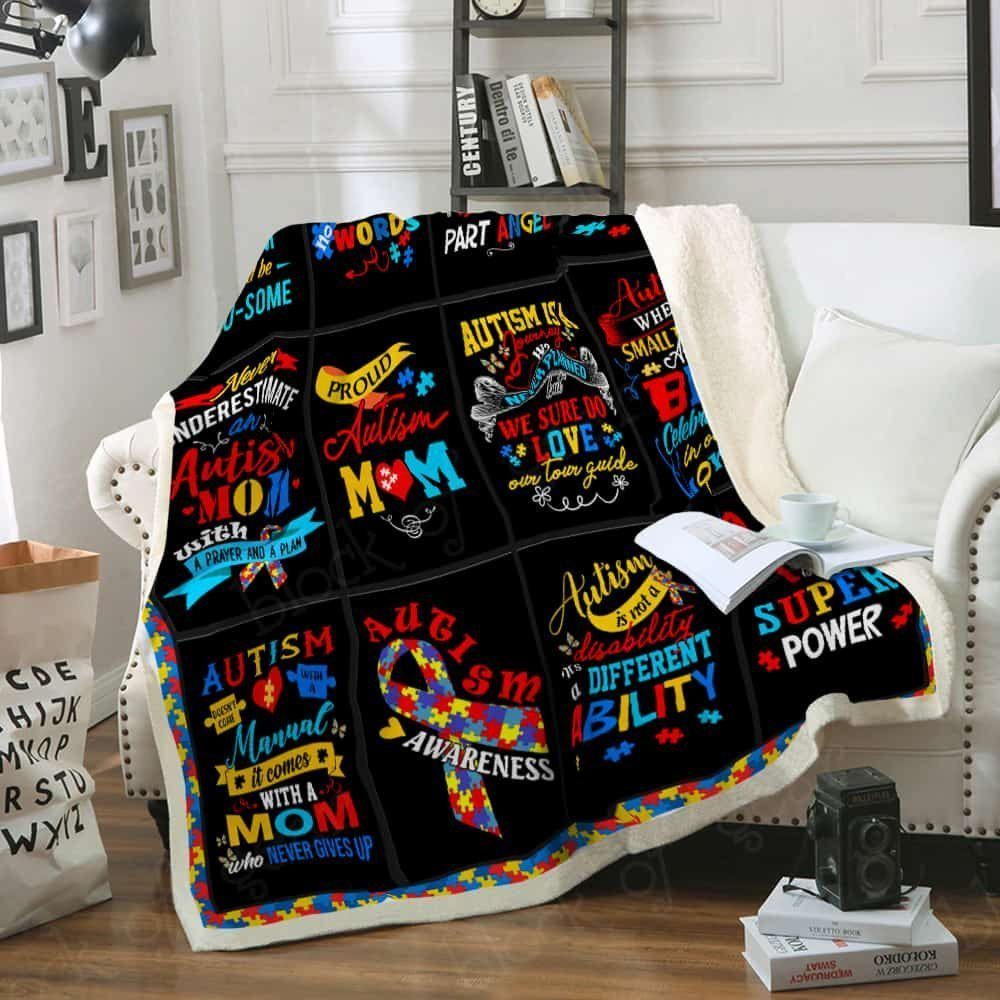 Autism Mom Sherpa Fleece Blanket